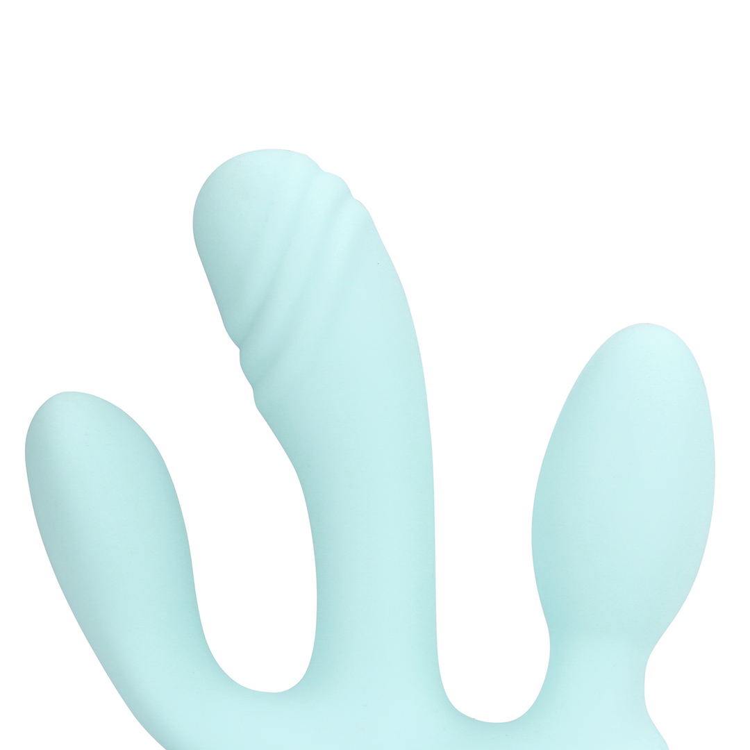 Three-In-One Liquid Silicone Vibrator - Breezy Blue - Image 7