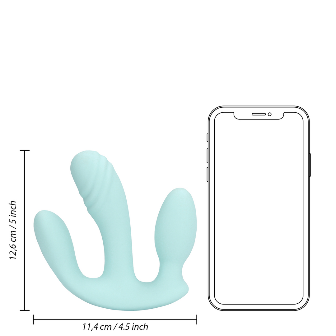 Three-In-One Liquid Silicone Vibrator - Breezy Blue - Image 9