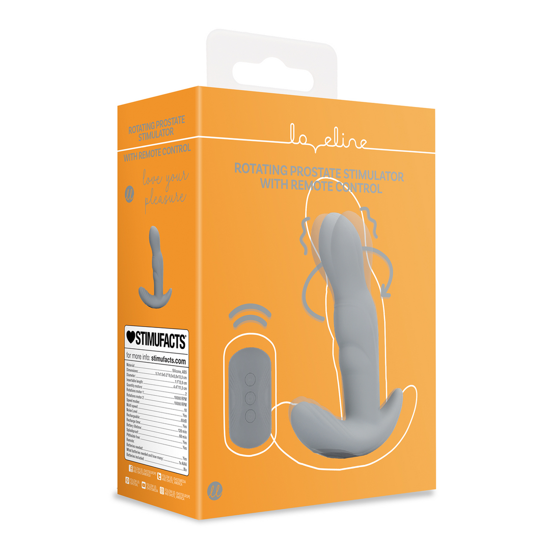 Rotating Prostate Stimulator with Remote Control - Gotham Grey - Image 2