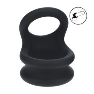 Wide Double O Silicone Cockring - L - Black