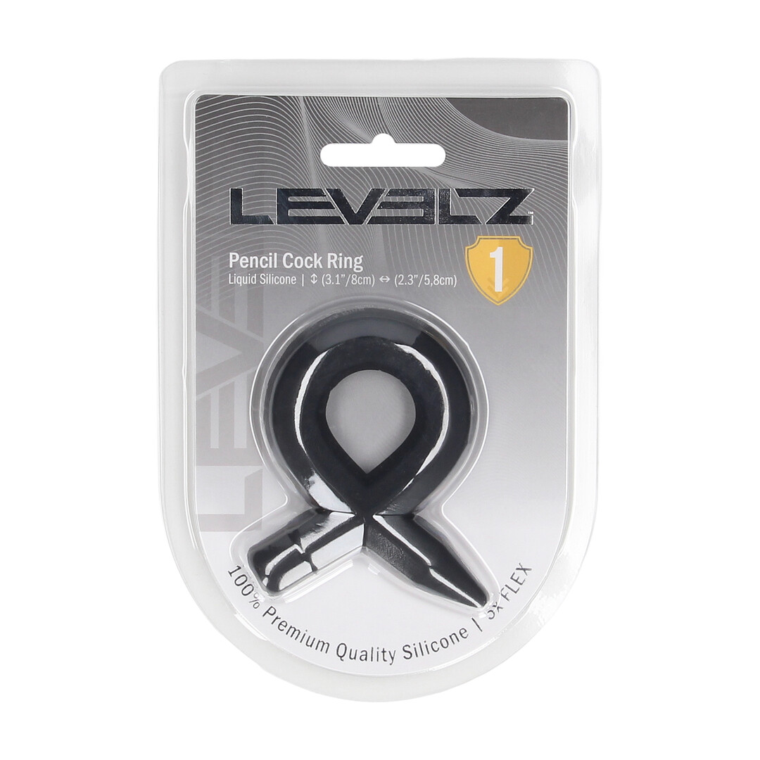 Pencil Liquid Silicone Cockring - Black - Image 2
