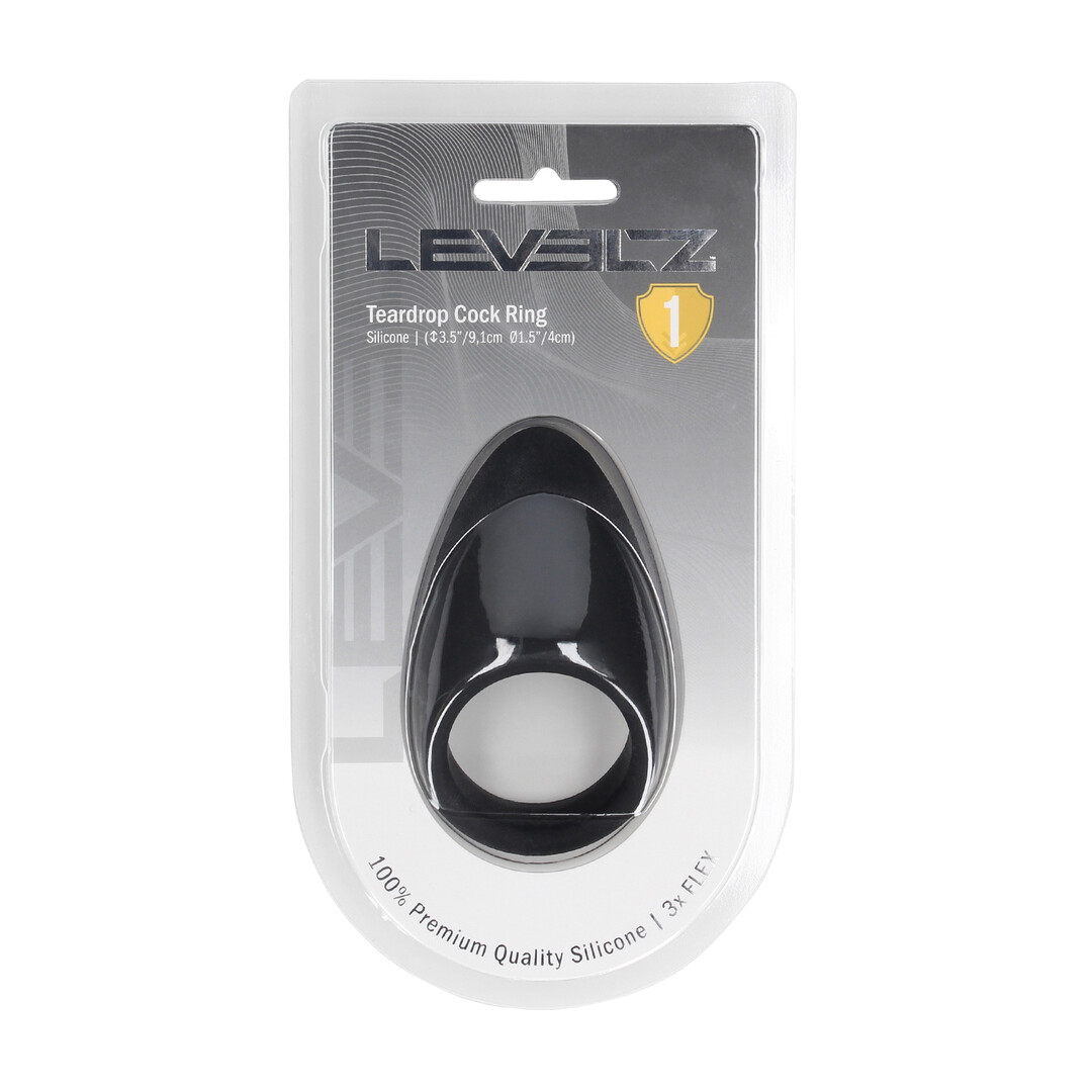 Teardrop Silicone Cockring - Black - Image 2