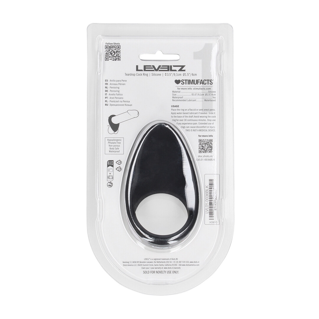 Teardrop Silicone Cockring - Black - Image 3