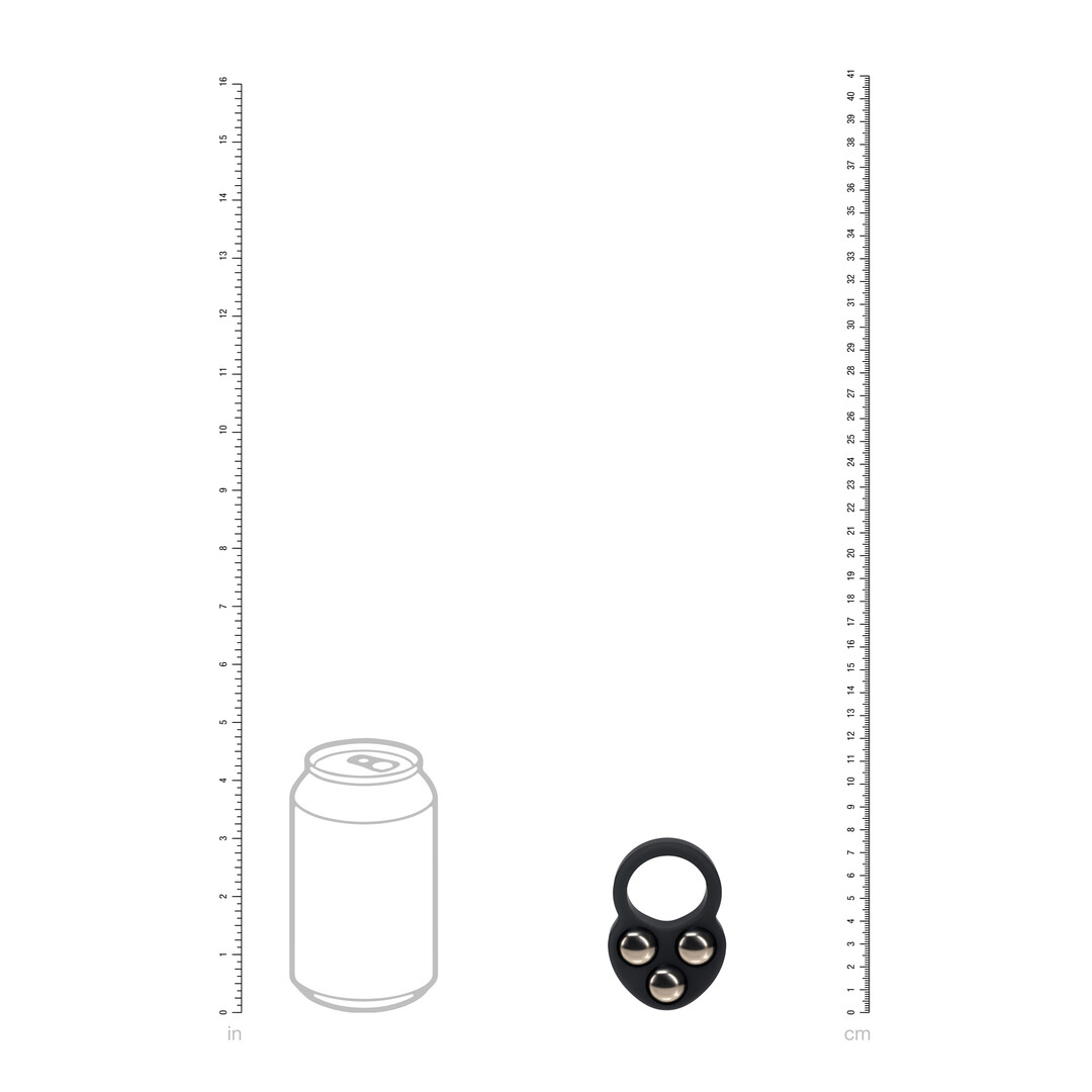 Liquid Silicone Triple Weighted Ball Cockring - Black - Image 5