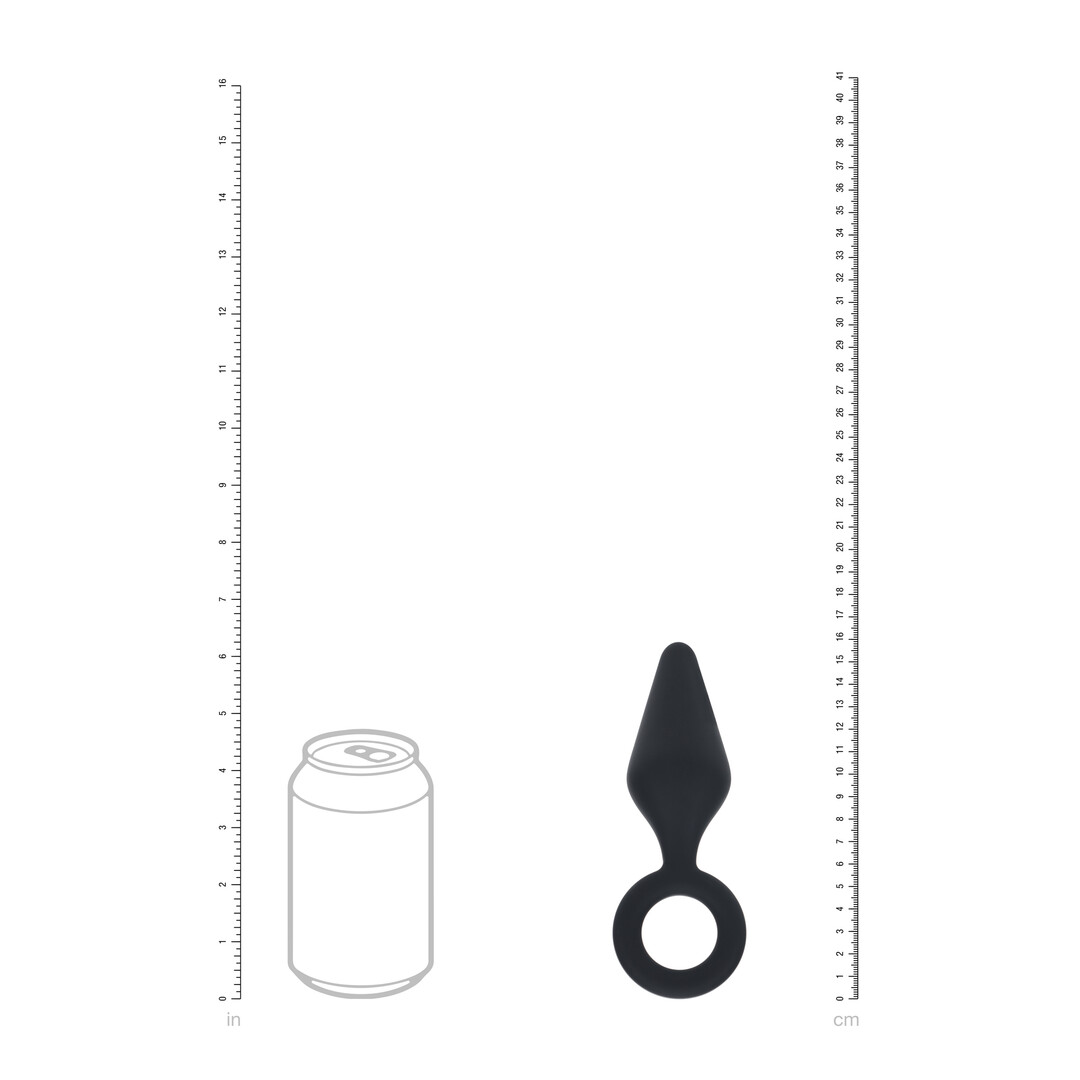 Silicone Anal Plug with Loop - L - Black - Image 6