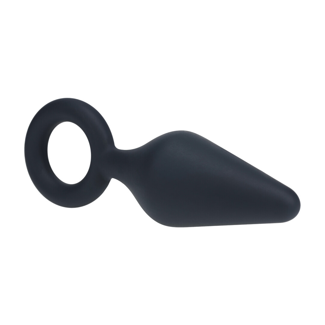 Silicone Anal Plug with Loop - L - Black - Image 4