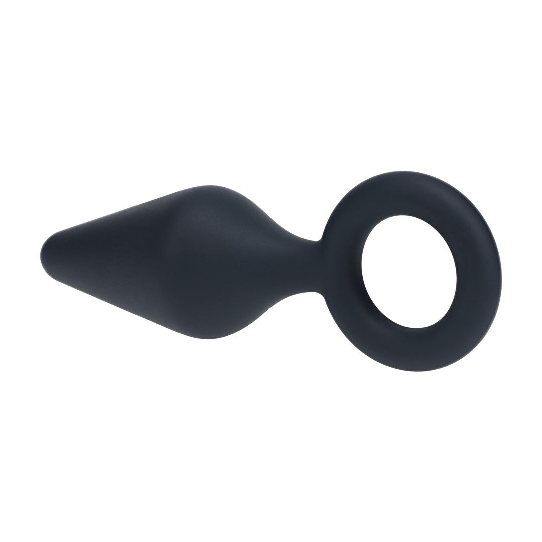 Silicone Anal Plug with Loop - L - Black - Image 5