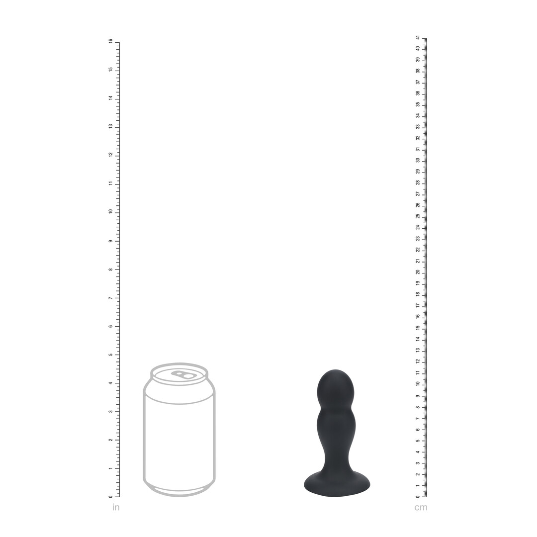 Double Rattle Liquid Silicone Anal Plug - M - Black - Image 4