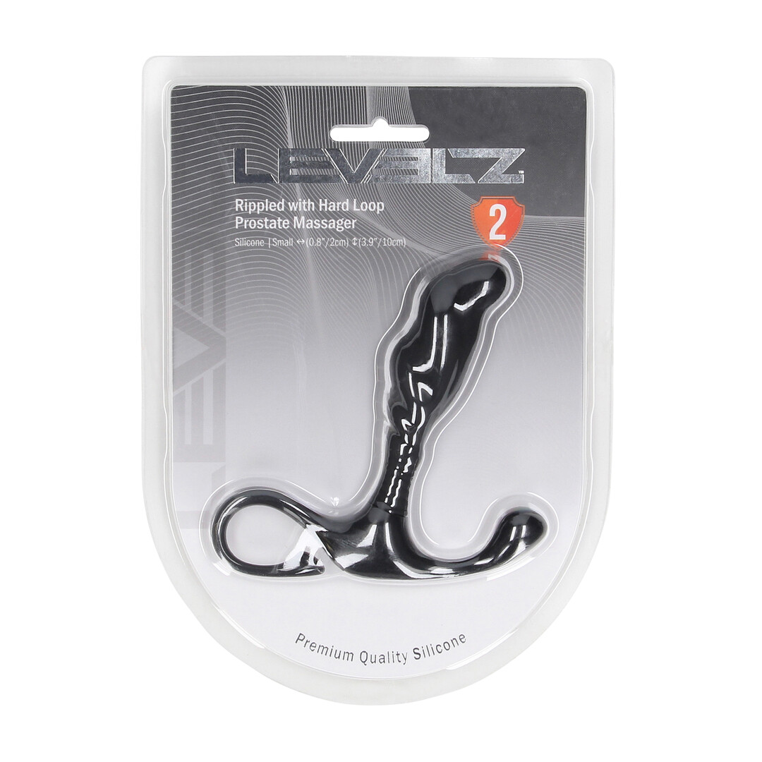 Rippled with Hard Loop Silicone Prostate Massager - S - Black - Image 2