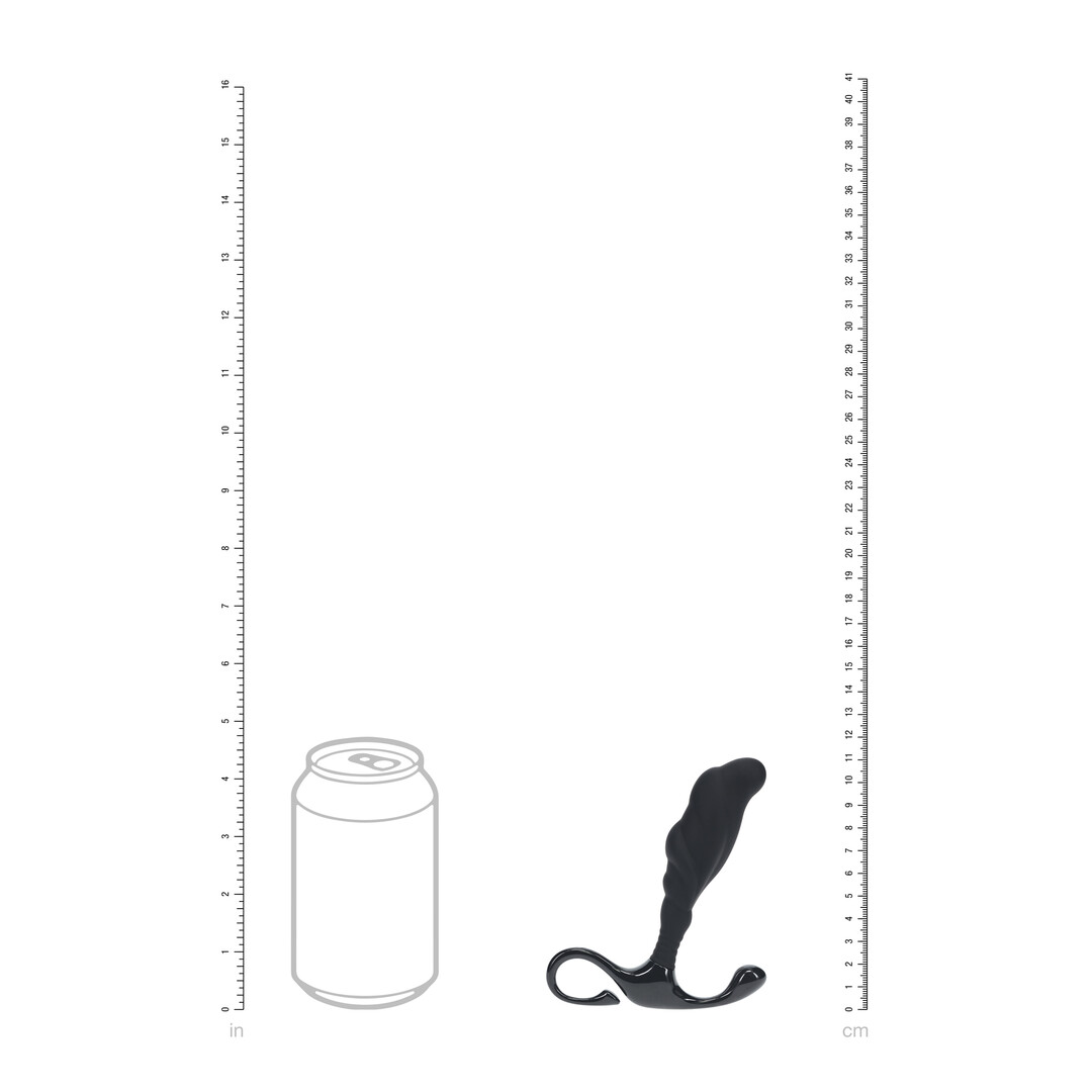 Rippled with Hard Loop Silicone Prostate Massager - M - Black - Image 7