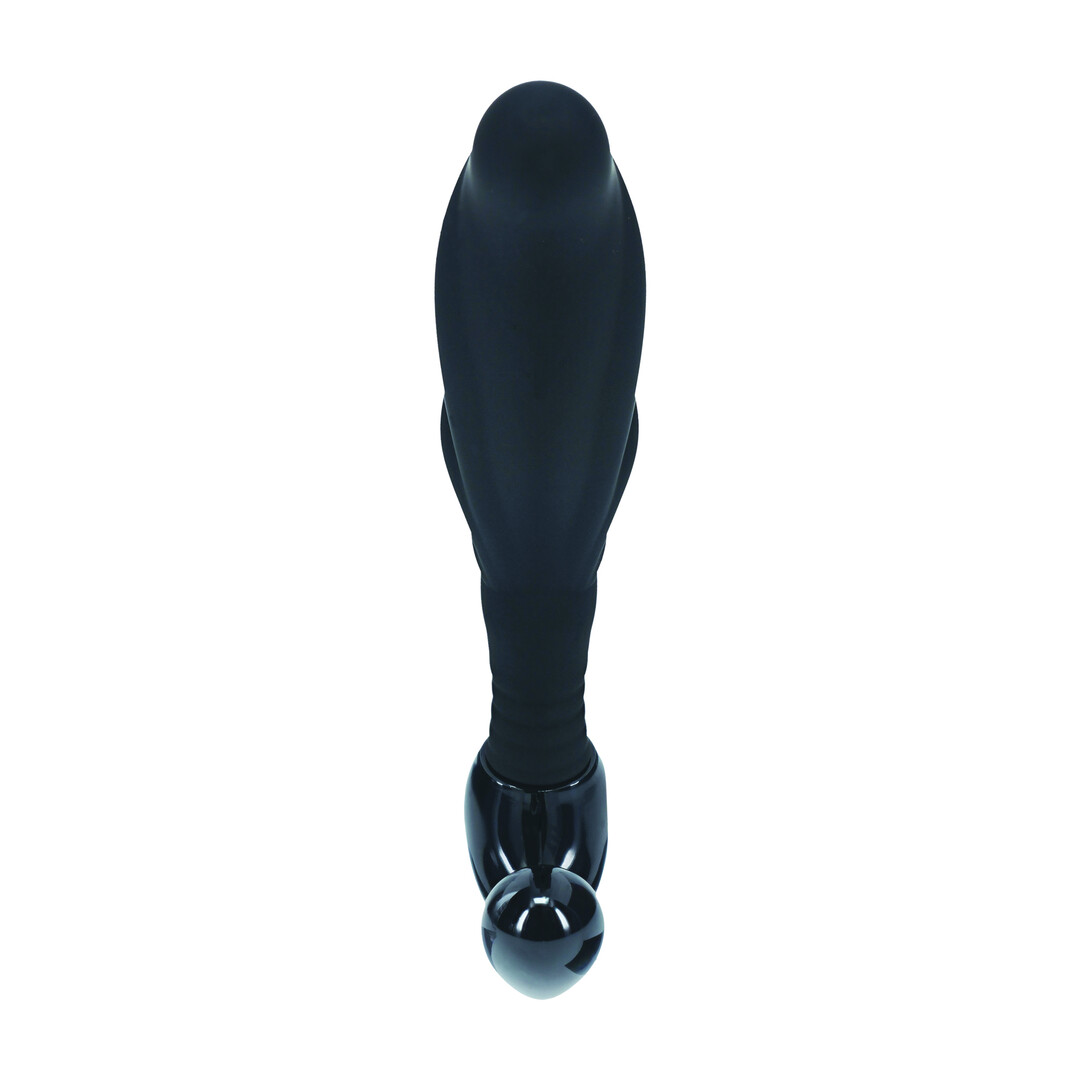 Rippled with Hard Loop Silicone Prostate Massager - M - Black - Image 5