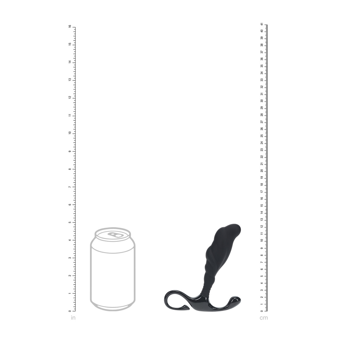 Rippled with Hard Loop Silicone Prostate Massager - L - Black - Image 7
