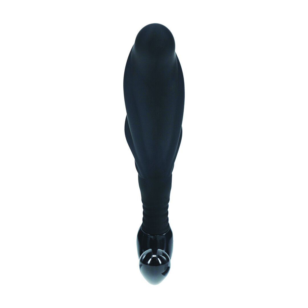 Rippled with Hard Loop Silicone Prostate Massager - L - Black - Image 5