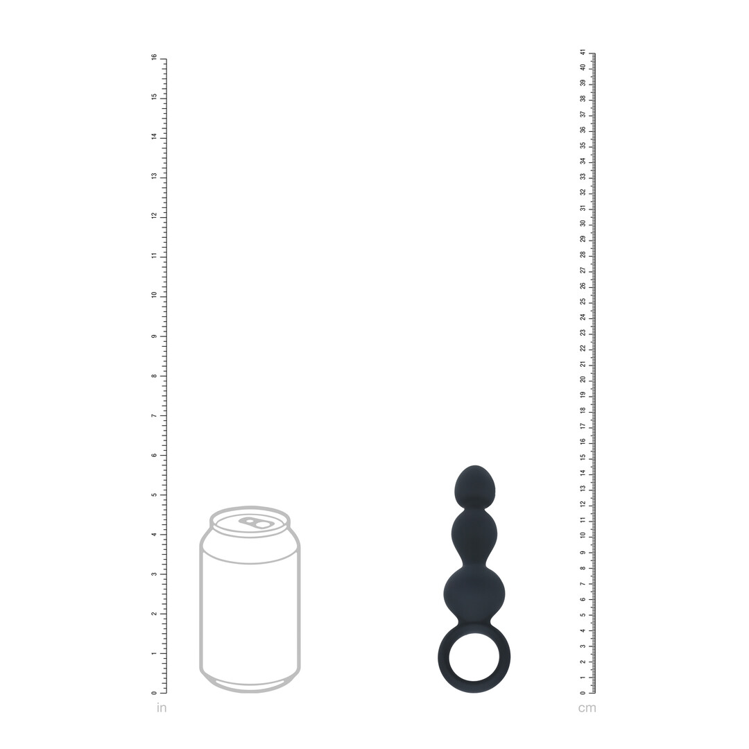 Beaded Silicone Anal Probe with Loop - Black - Image 5