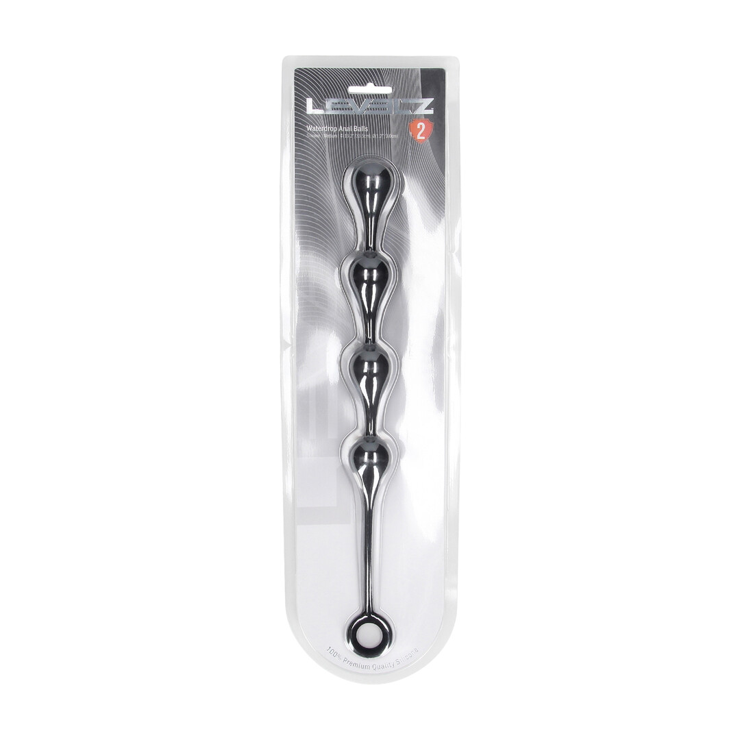 Waterdrop Silicone Anal Balls -M - 30mm - Black - Image 2