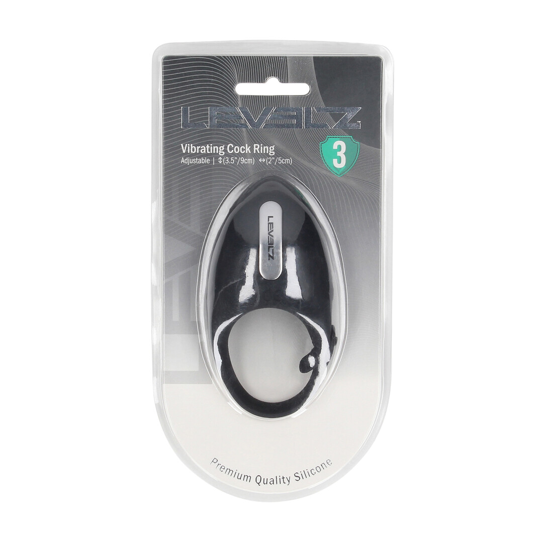 Adjustable Vibrating Silicone Cockring - Black - Image 2