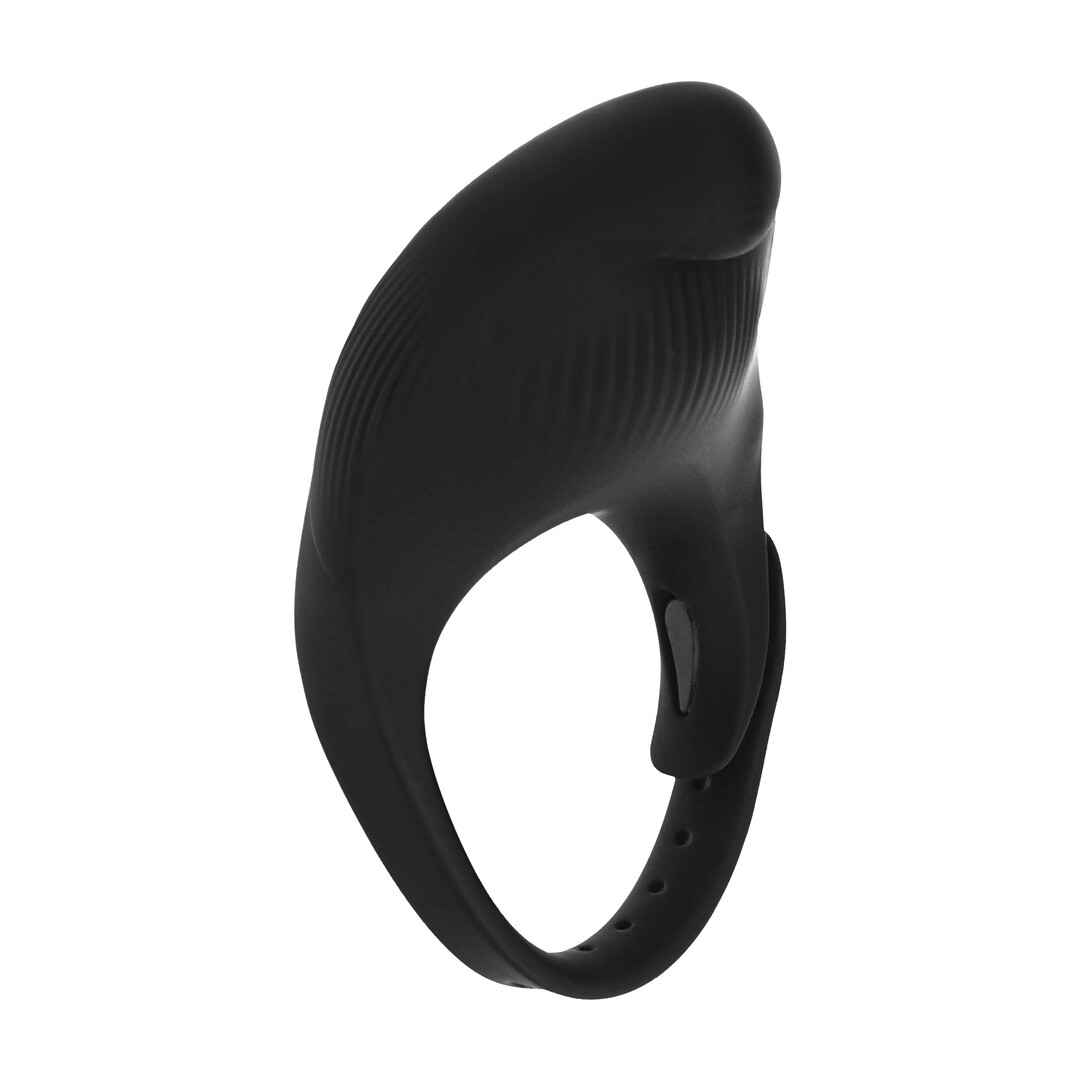 Adjustable Vibrating Silicone Cockring - Black - Image 4