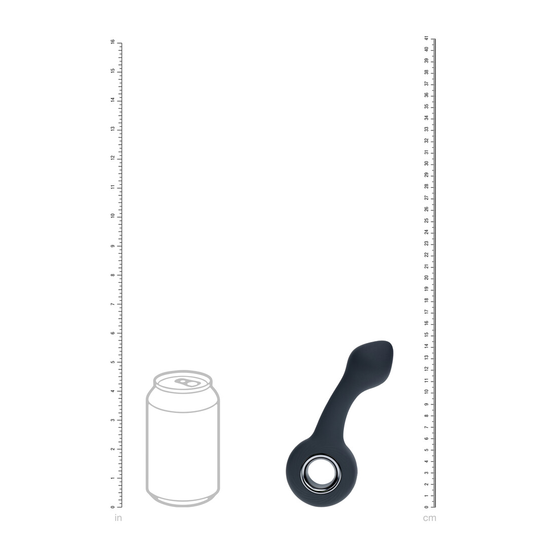 Vibrating Bulb Silicone Prostate Massager with Loop - Black - Image 7