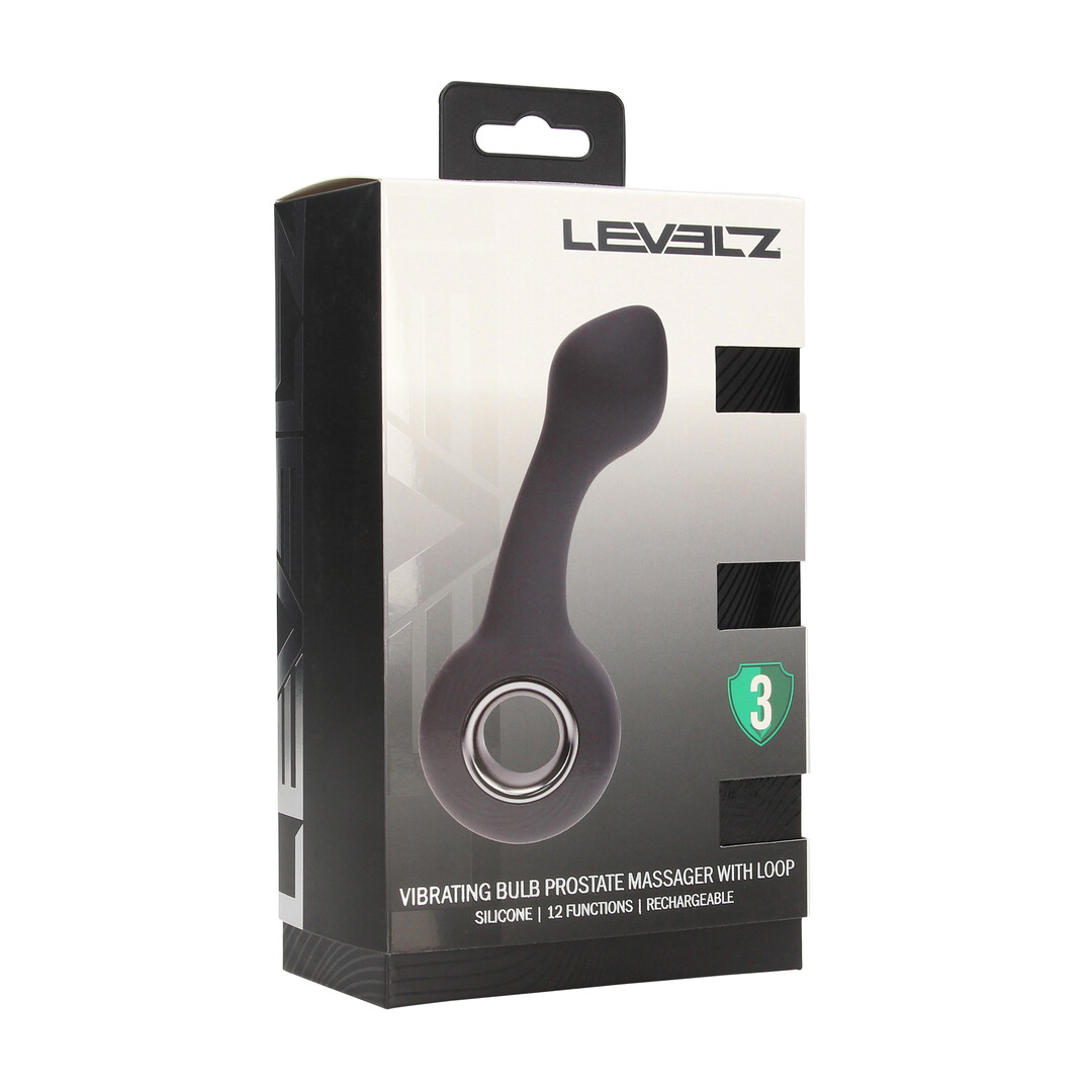 Vibrating Bulb Silicone Prostate Massager with Loop - Black - Image 2