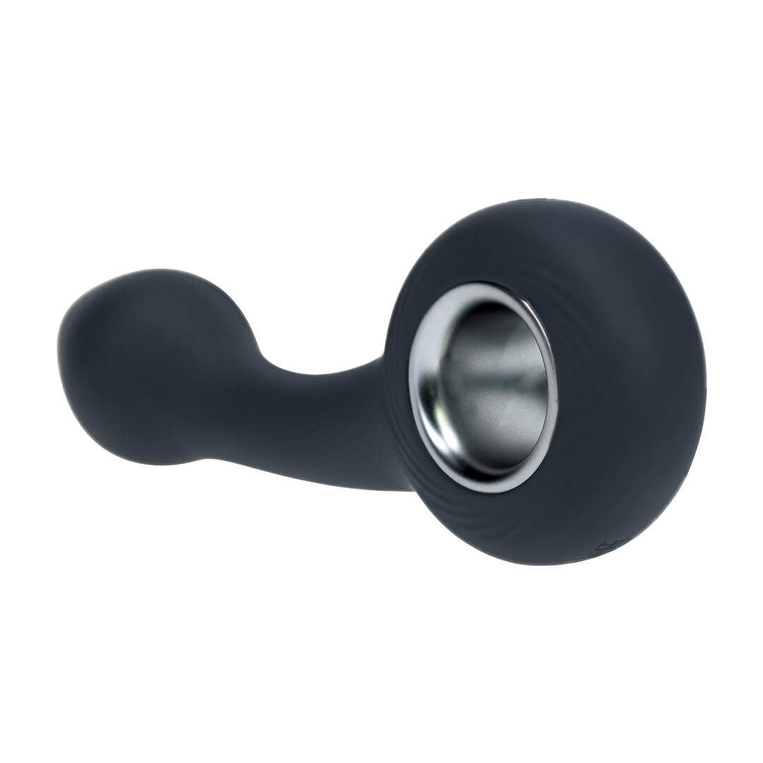Vibrating Bulb Silicone Prostate Massager with Loop - Black - Image 5