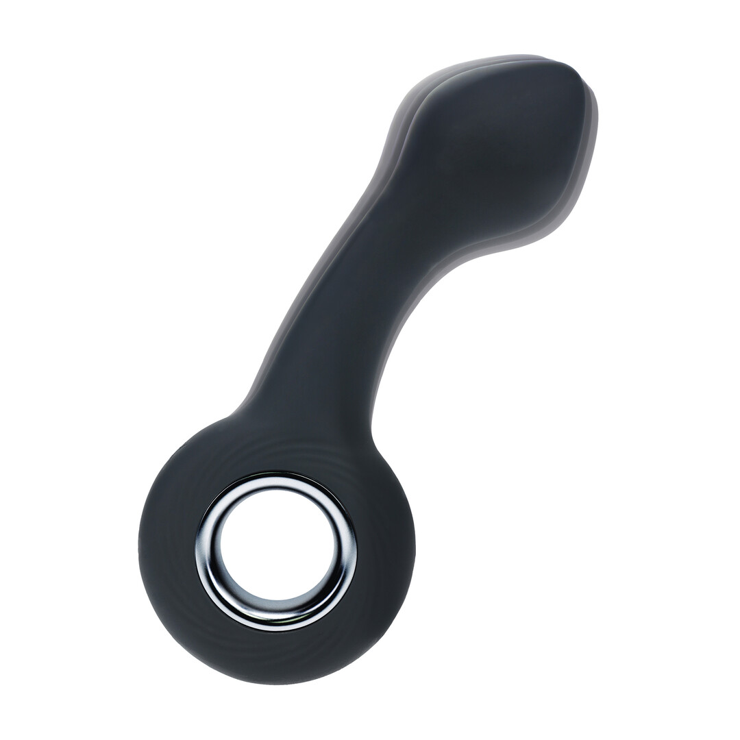 Vibrating Bulb Silicone Prostate Massager with Loop - Black - Image 6