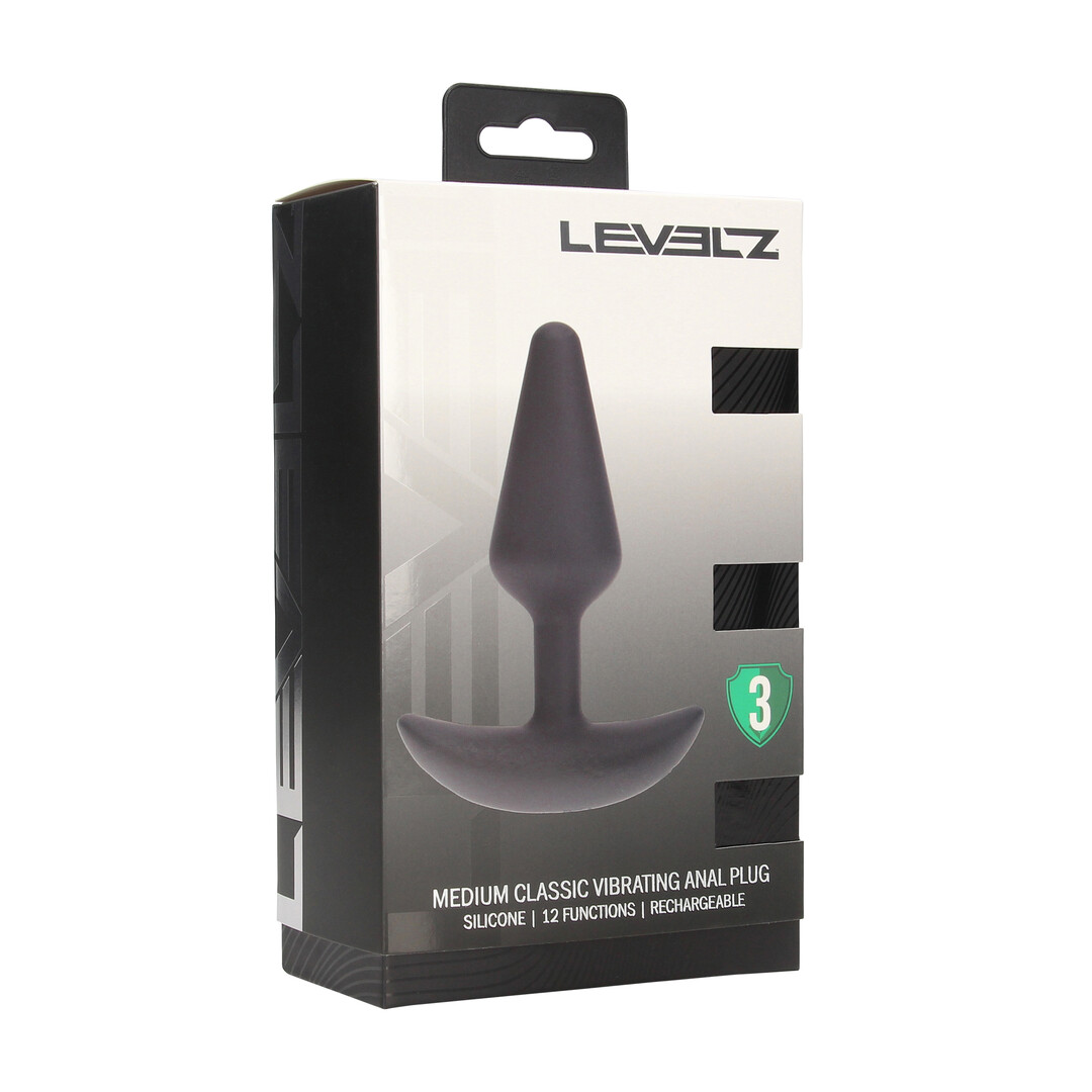 Classic Vibrating Silicone Anal Plug - M - Black - Image 2