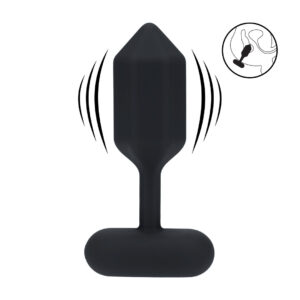 Hexagonal Vibrating Silicone Anal Plug - L - Black