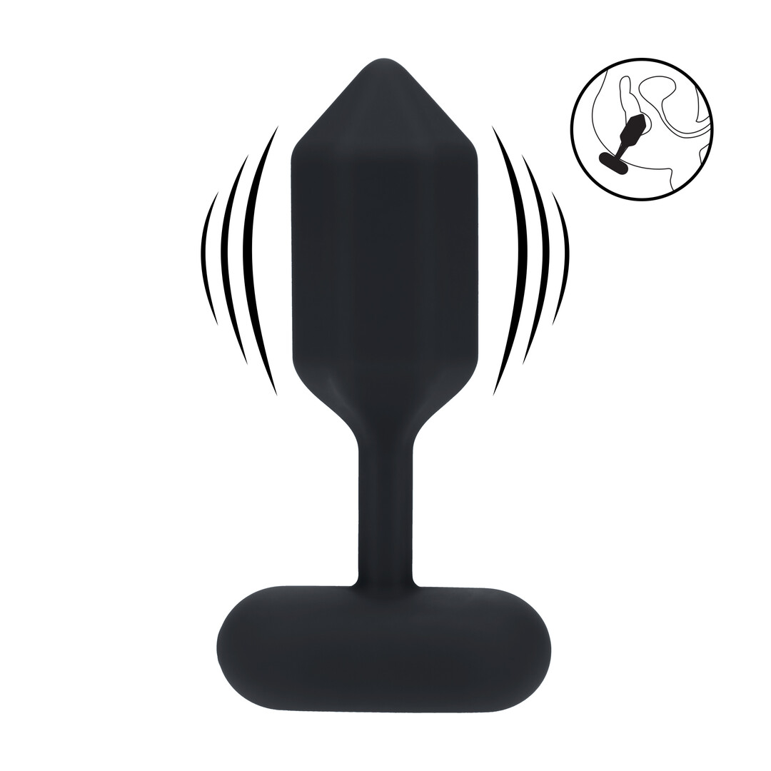 Hexagonal Vibrating Silicone Anal Plug - L - Black