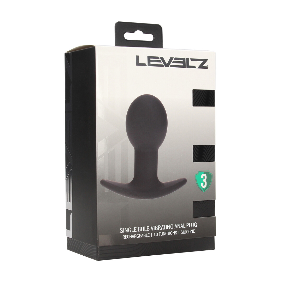 Single Bulb Vibrating Silicone Anal Plug - Black - Image 2