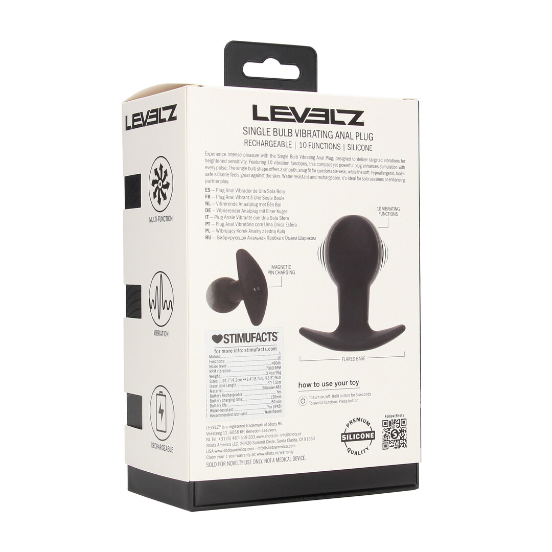 Single Bulb Vibrating Silicone Anal Plug - Black - Image 3