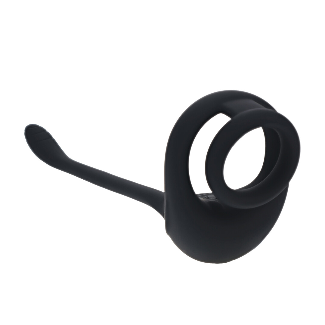 Dual Motor Silicone Cockring with Prostate Stimulator - Black - Image 4