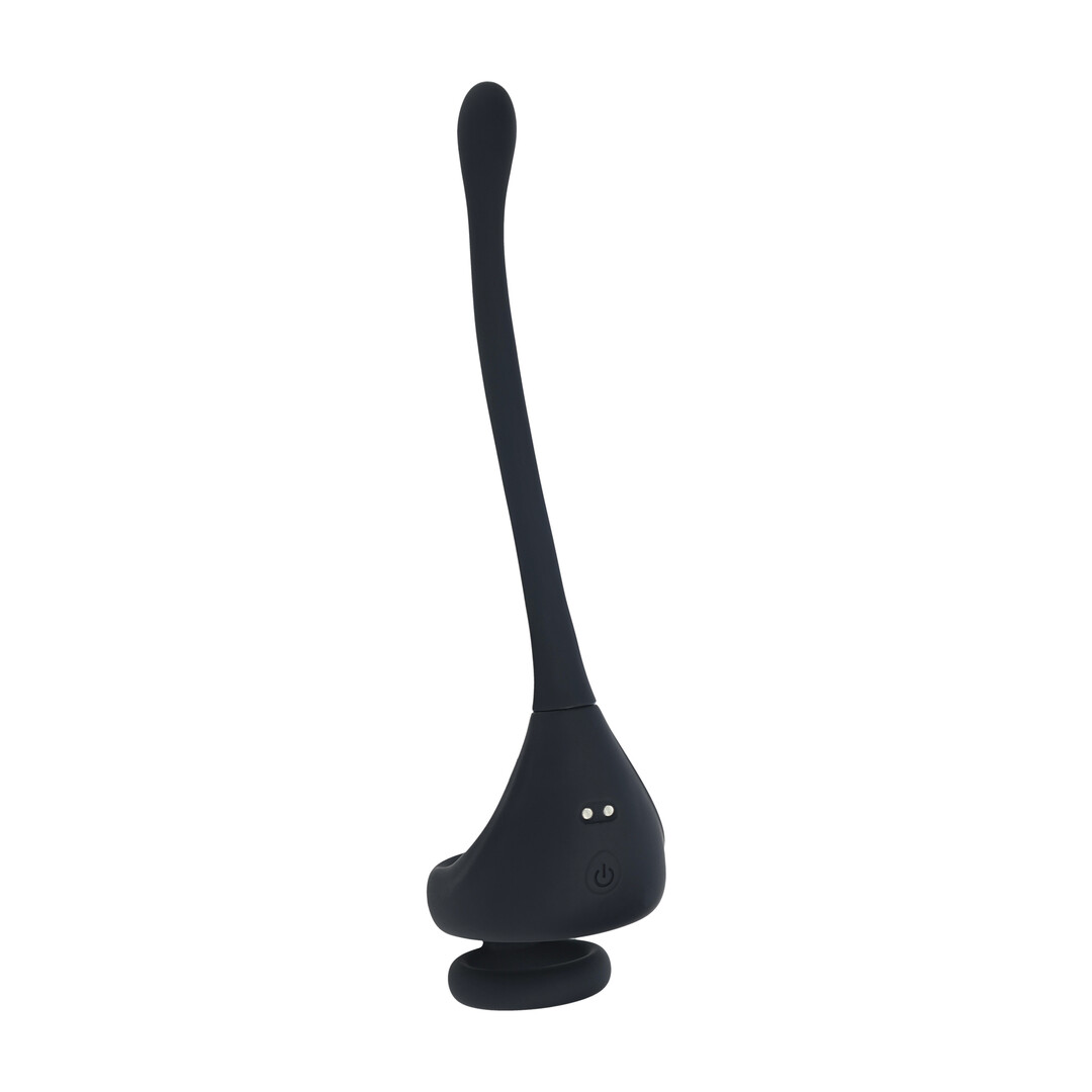 Dual Motor Silicone Cockring with Prostate Stimulator - Black - Image 5
