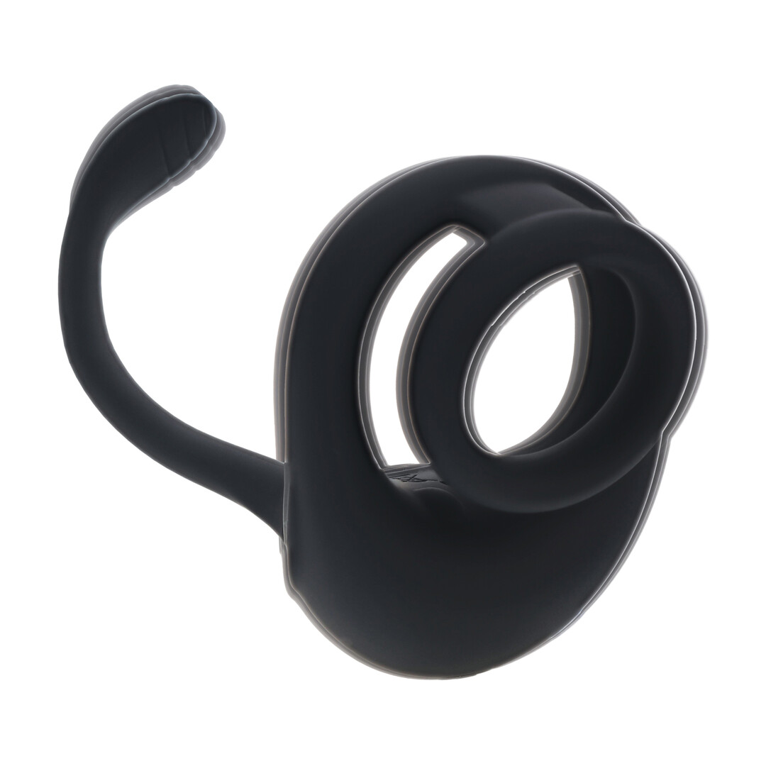 Dual Motor Silicone Cockring with Prostate Stimulator - Black - Image 6