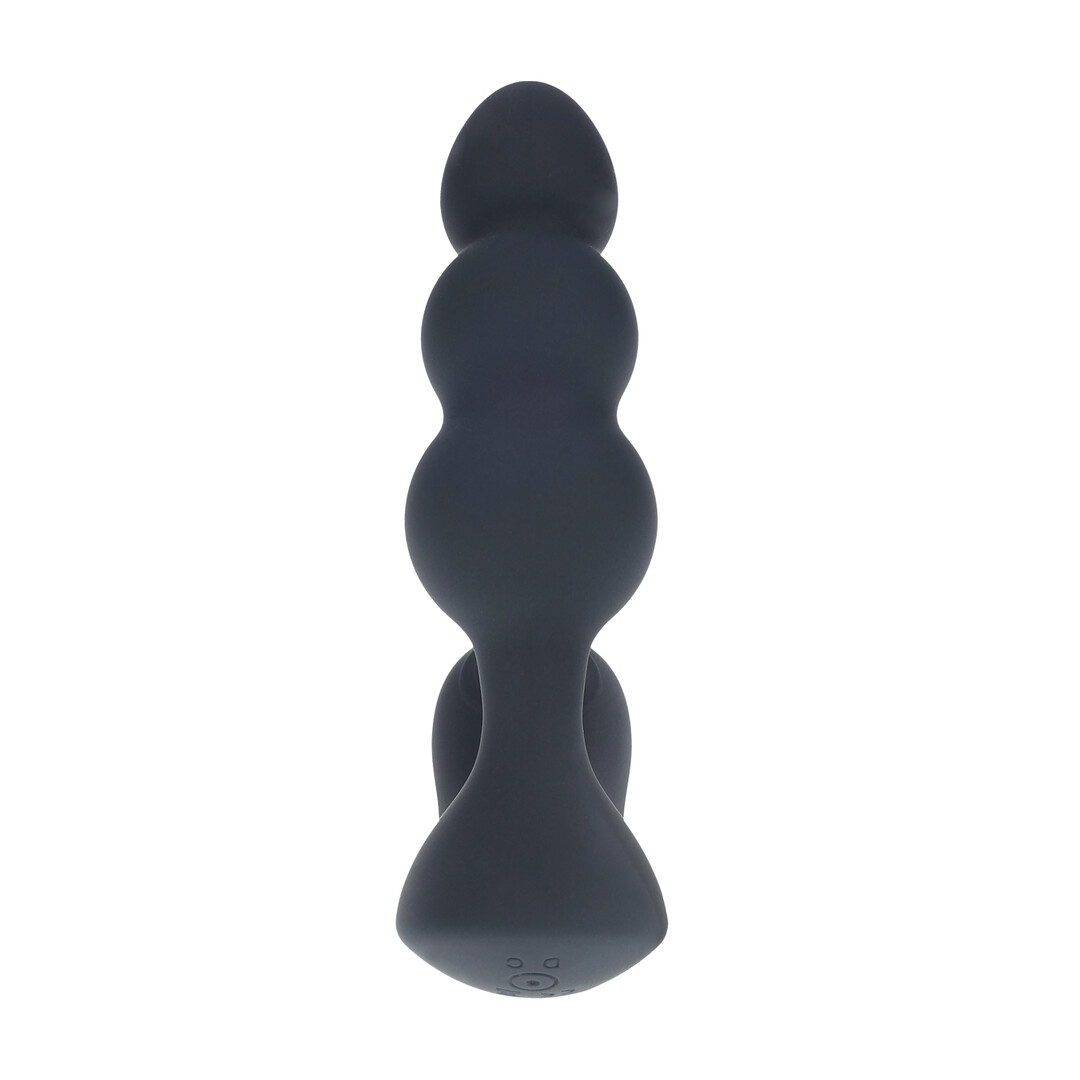 Dual Motor Remote Control Beaded Vibrating Liquid Silicone Prostate Stimulator - Black - Image 4