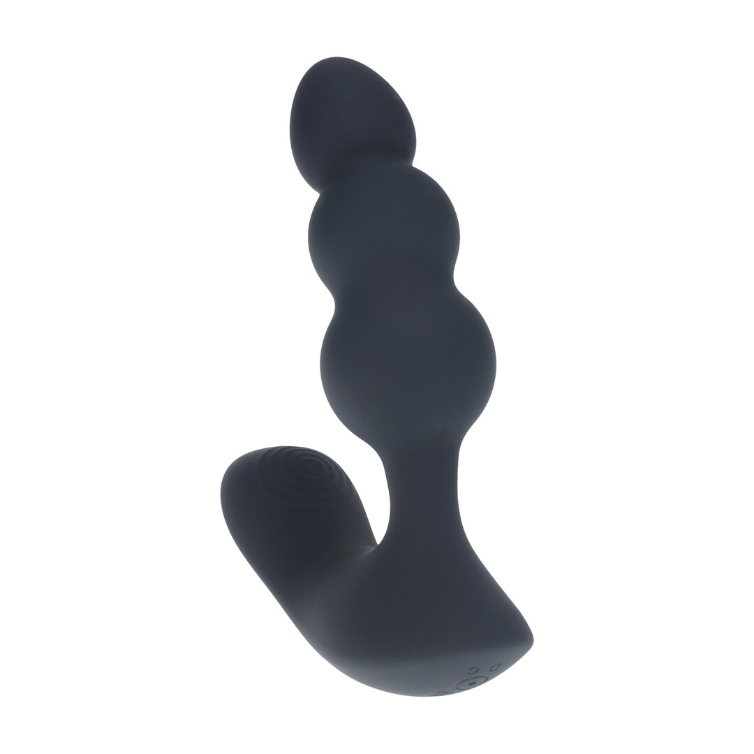 Dual Motor Remote Control Beaded Vibrating Liquid Silicone Prostate Stimulator - Black - Image 5