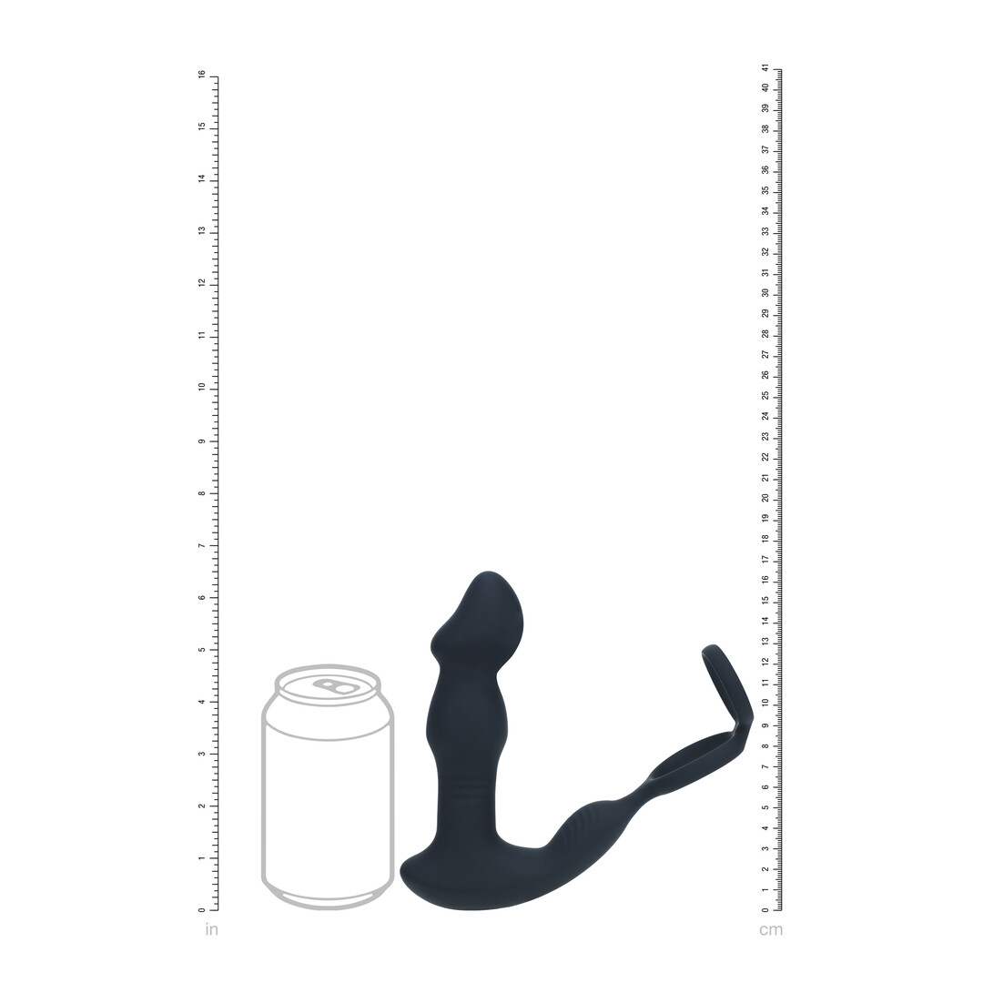Remote Control Vibrating Thrusting Come-Hither Silicone Prostate Stimulator with Cockring - Black - Image 8