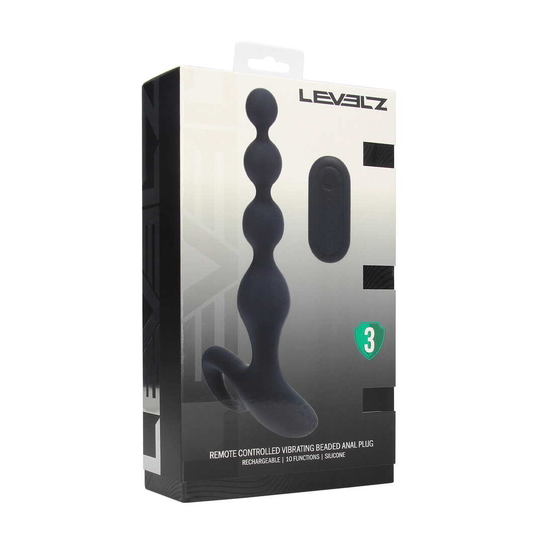 Remote Control Beaded Vibrating Silicone Anal Plug - Black - Image 2