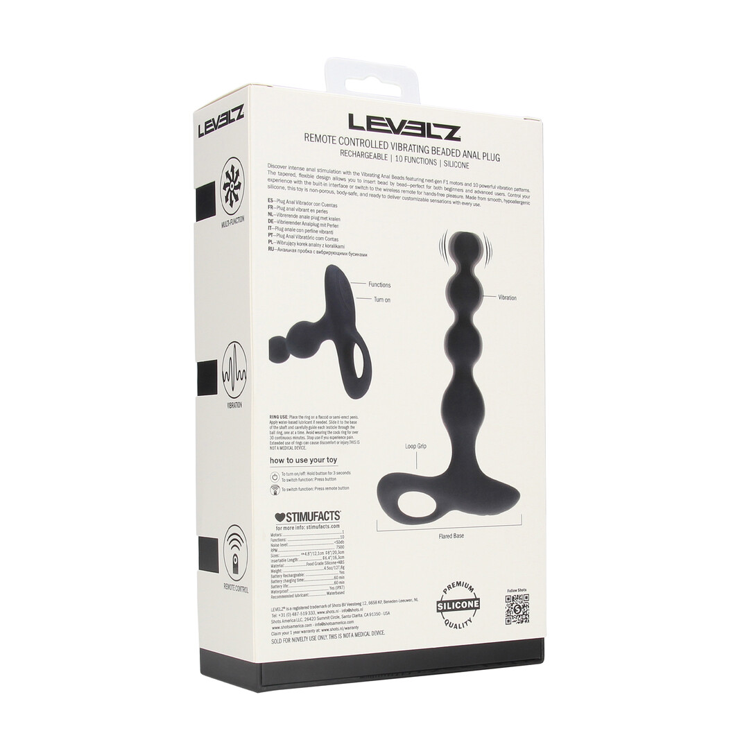 Remote Control Beaded Vibrating Silicone Anal Plug - Black - Image 3