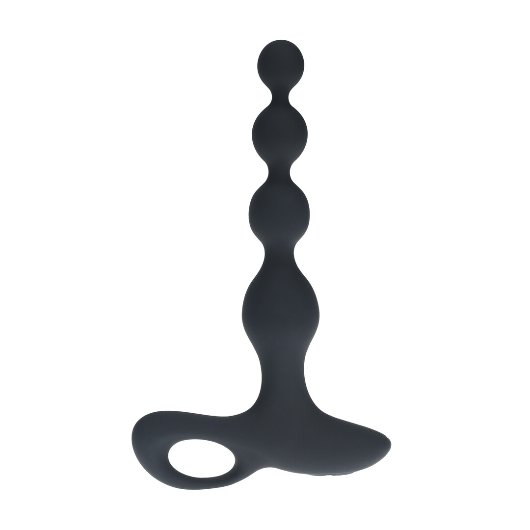 Remote Control Beaded Vibrating Silicone Anal Plug - Black - Image 4