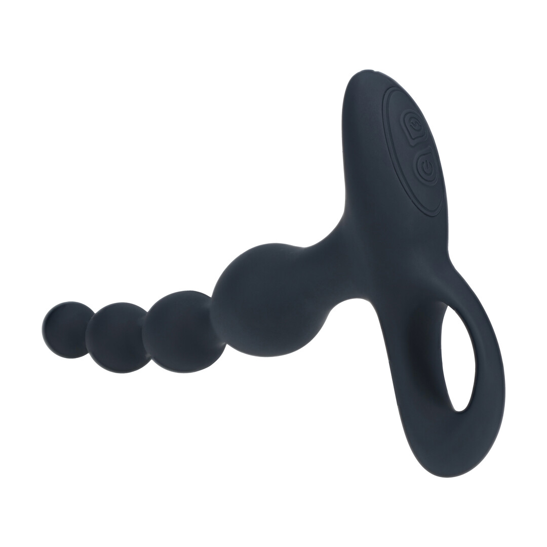 Remote Control Beaded Vibrating Silicone Anal Plug - Black - Image 5