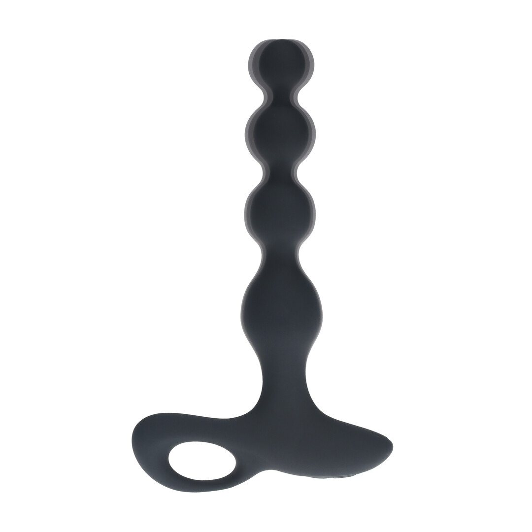 Remote Control Beaded Vibrating Silicone Anal Plug - Black - Image 6