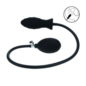 Ribbed Inflatable Silicone Anal Plug - Black