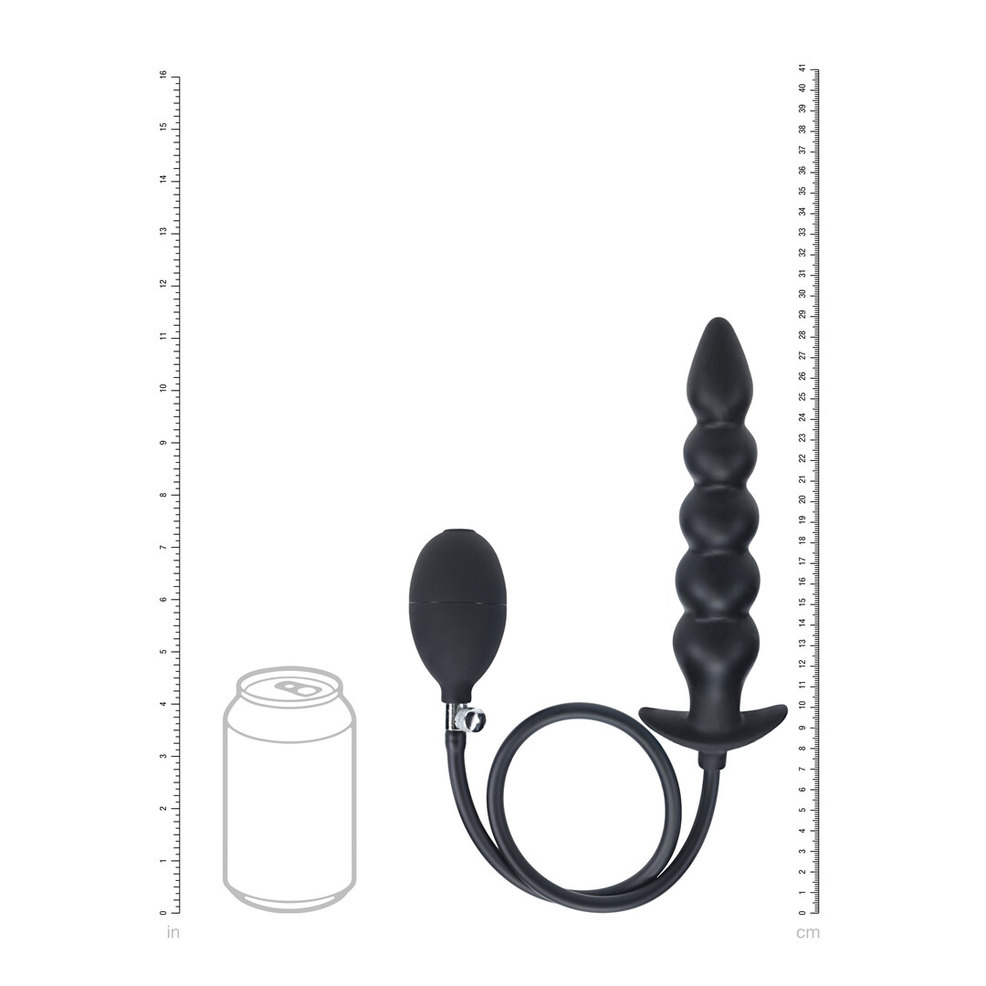 Beaded Inflatable Silicone Anal Plug - Black - Image 6