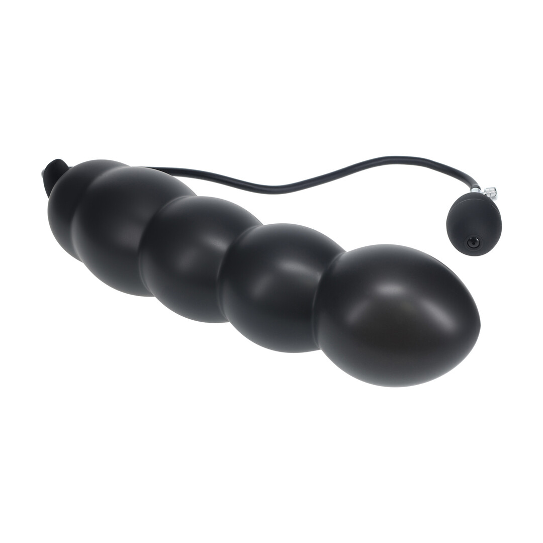 Beaded Inflatable Silicone Anal Plug - Black - Image 4
