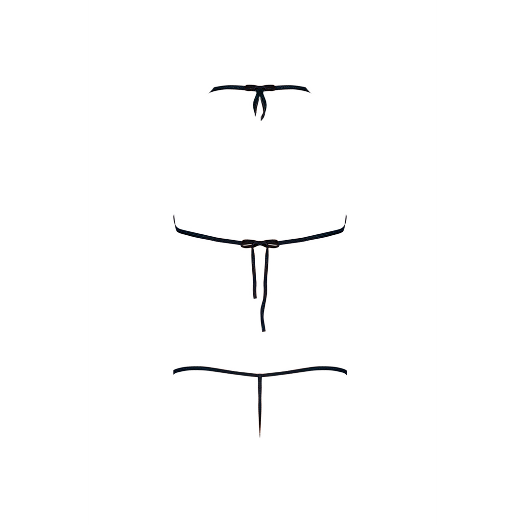 Bra and G-String Set with Straps - 2X - Black - Image 6