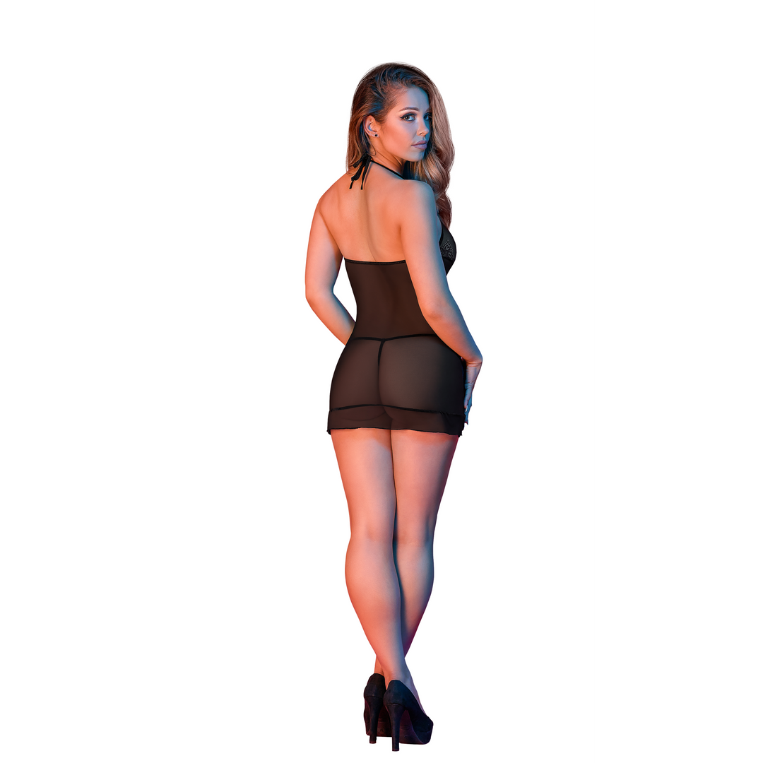 Nightgown and G-String Set - S/M - Black - Image 4