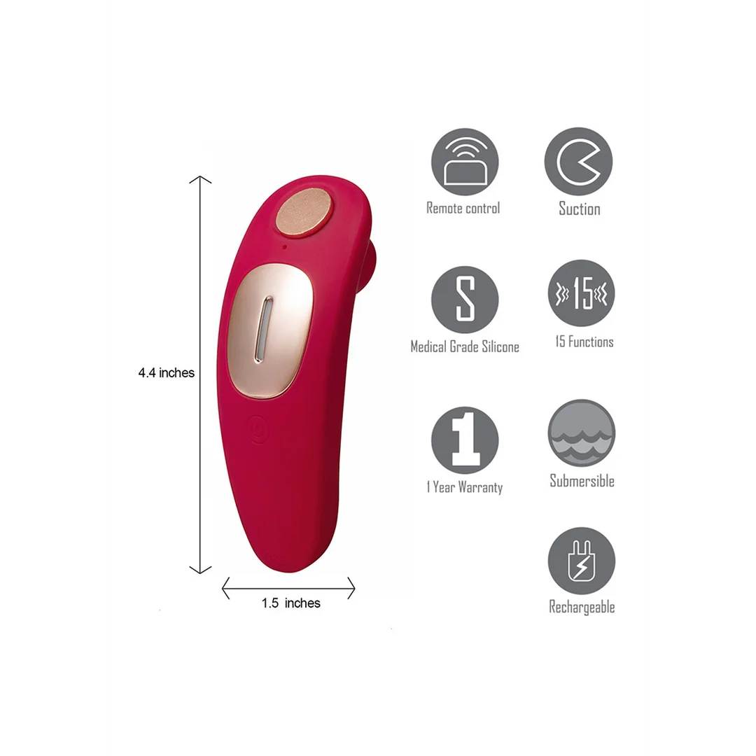 REMI 15-Function Rechargeable Remote Control Suction Panty Vibe