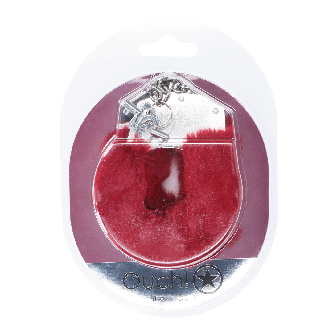 Heavy-duty Fluffy Handcuffs - Burgundy - Image 2