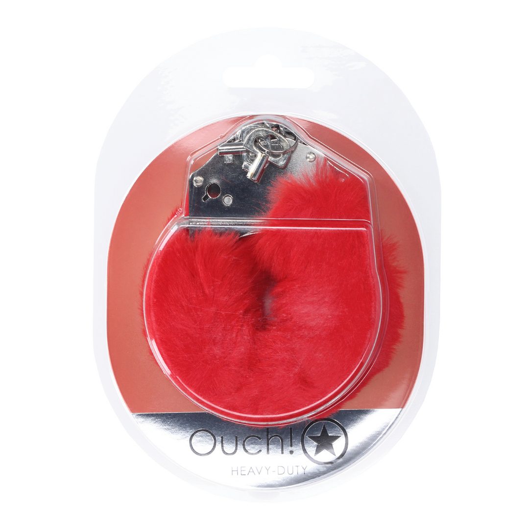 Heavy-duty Fluffy Handcuffs - Red - Image 2