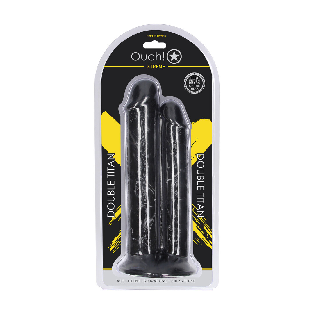 Double Titan - Realistic Double Dildo - 824 gr / 24,5 cm - Black - Image 2